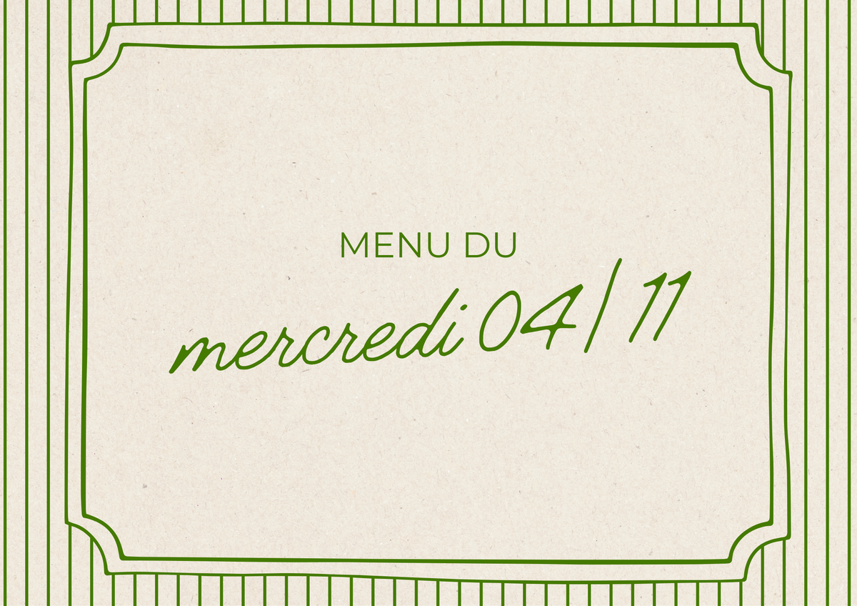 Menu du mercredi 04/11