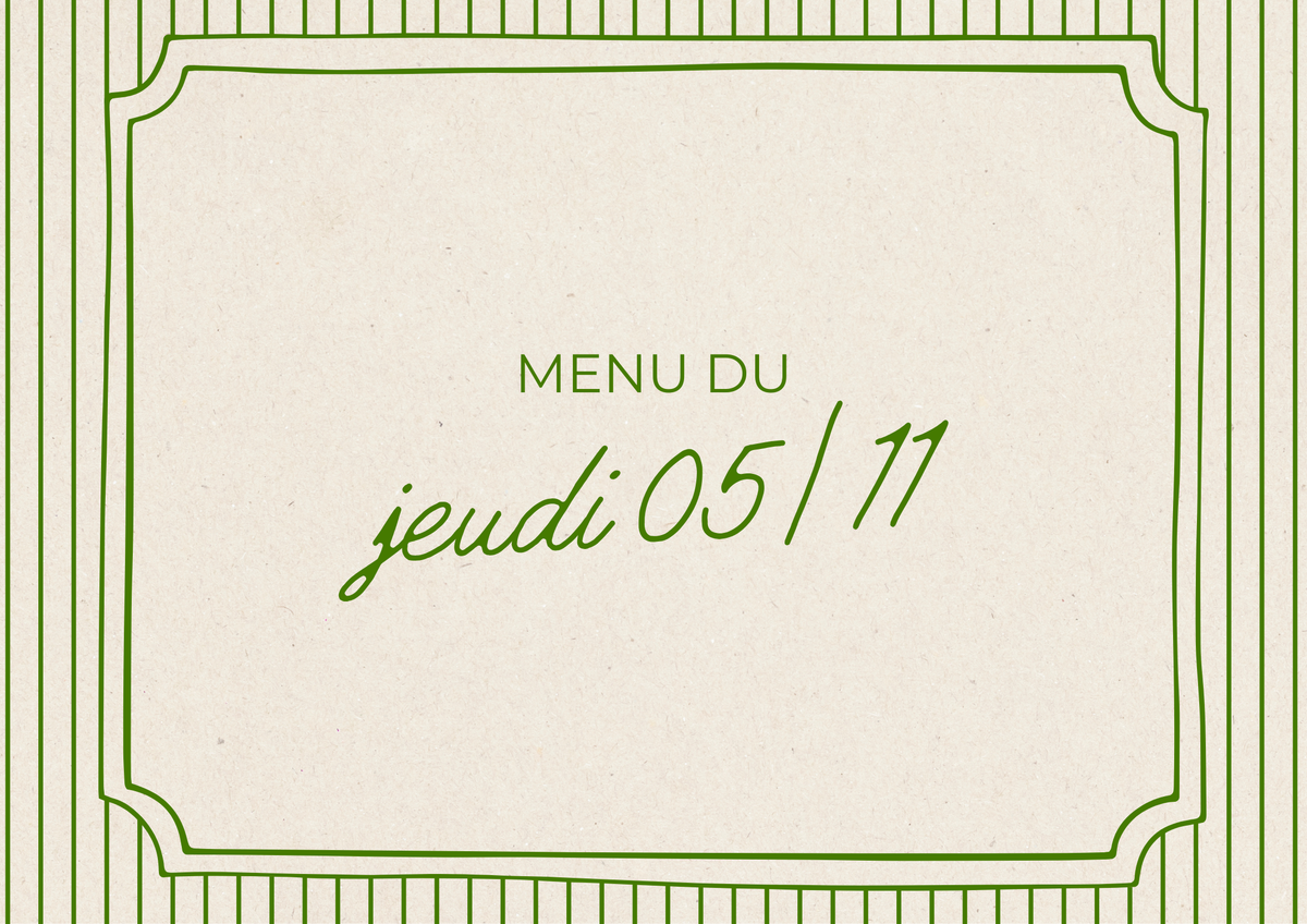 Menu du jeudi 05/11