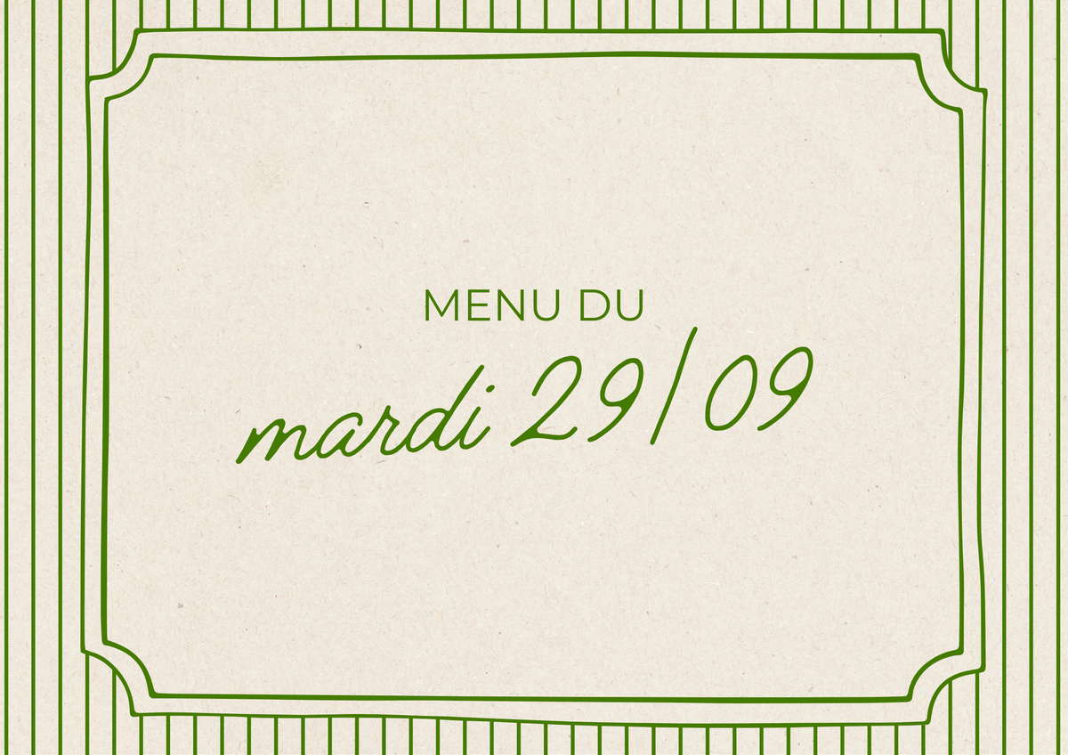 Menu du mardi 29/09
