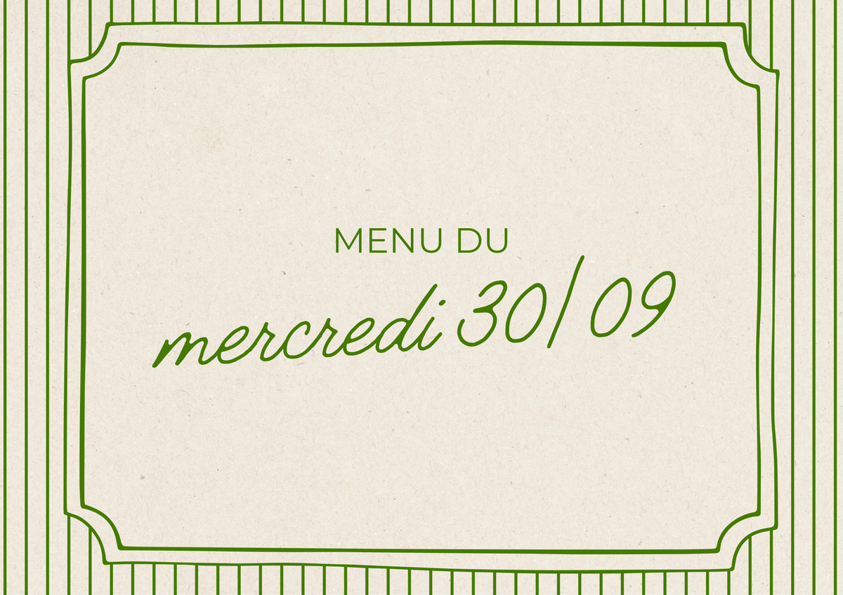 Menu du mercredi 30/09