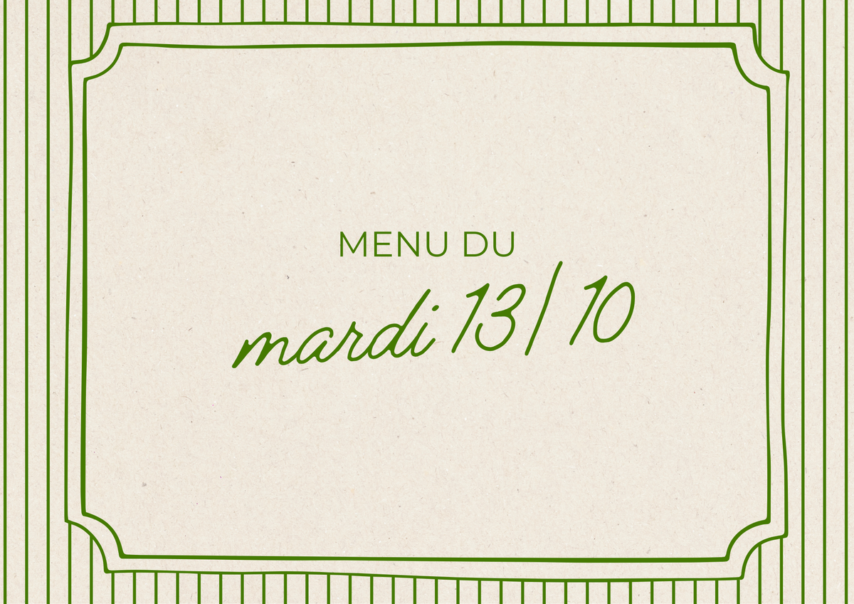 Menu du mardi 13/10